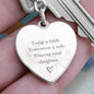 Forever Your Daughter White Graphic Heart Keychain