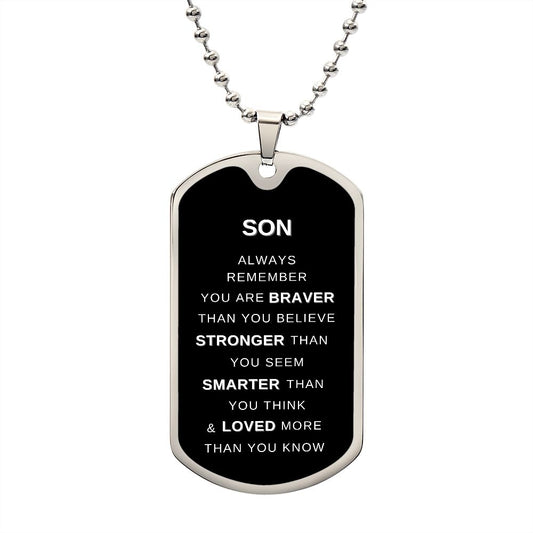 Son Luxury Dog Tag Necklace Black