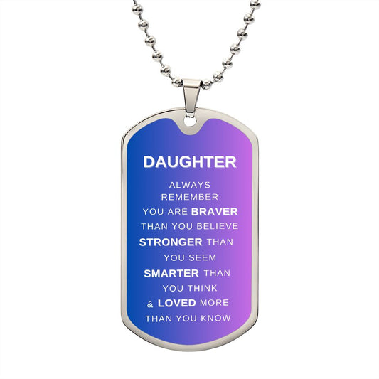 Daughter Luxury Dog Tag Necklace Purple