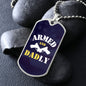 Armed and Dadly Dog Tag Blue