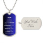 Son Luxury Military Dog Tag Necklace Blue