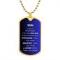 Son Luxury Military Dog Tag Necklace Blue
