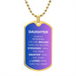 Daughter Luxury Dog Tag Necklace Purple