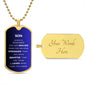 Son Luxury Military Dog Tag Necklace Blue