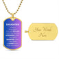 Daughter Luxury Dog Tag Necklace Purple