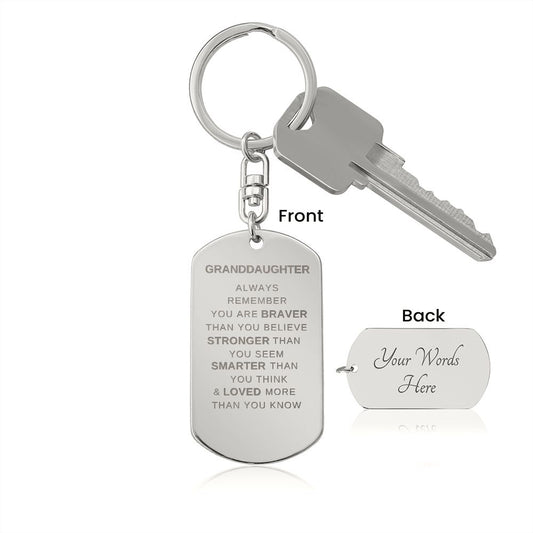 Granddaughter Engraved Dog Tag Keychain