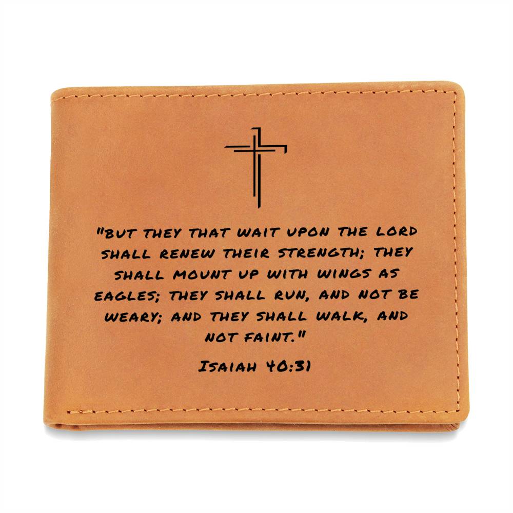 But They That Wait Upon The Lord Isaiah 40:31 Graphic Leather Wallet