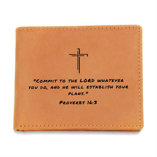 Commit To The Lord Proverbs 16:3 Graphic Leather Wallet