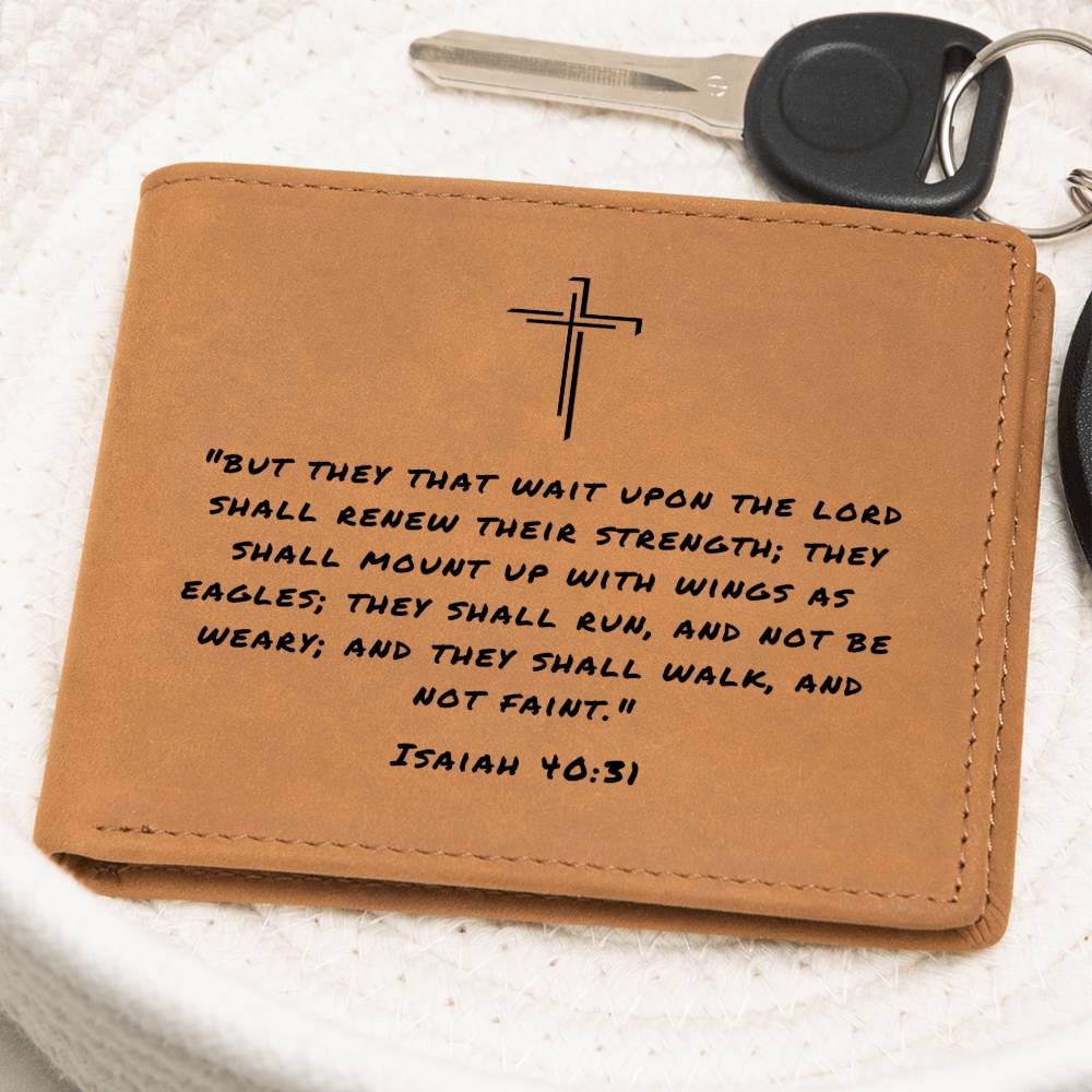 But They That Wait Upon The Lord Isaiah 40:31 Graphic Leather Wallet