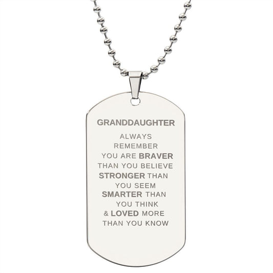 Granddaughter Engraved Dog Tag Necklace