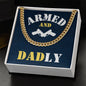 Armed and Dadly Cuban Link Chain Blue