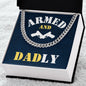 Armed and Dadly Cuban Link Chain Blue