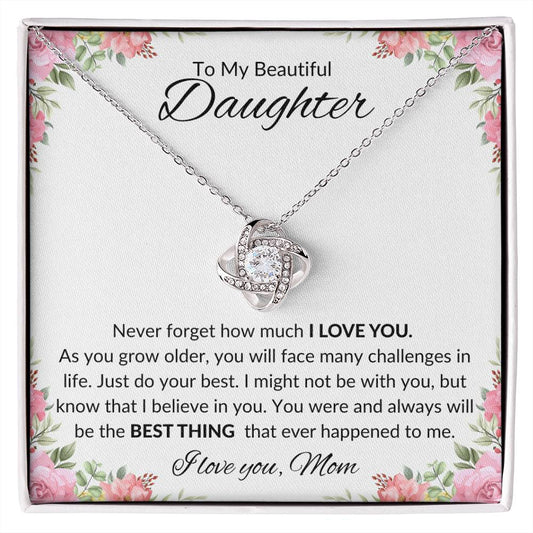 To My Beautiful Daughter Love Knot Necklace
