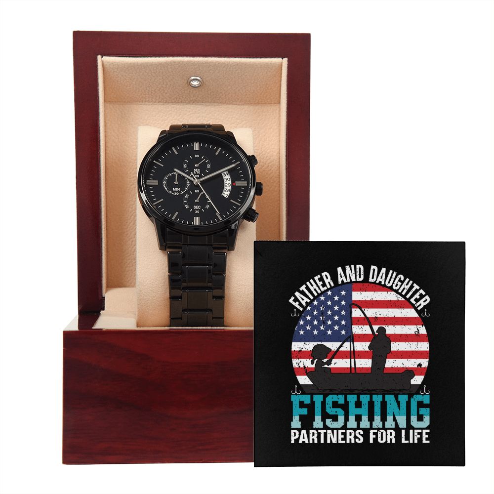Father and Daughter Fishing Partners For Life Chronograph Watch