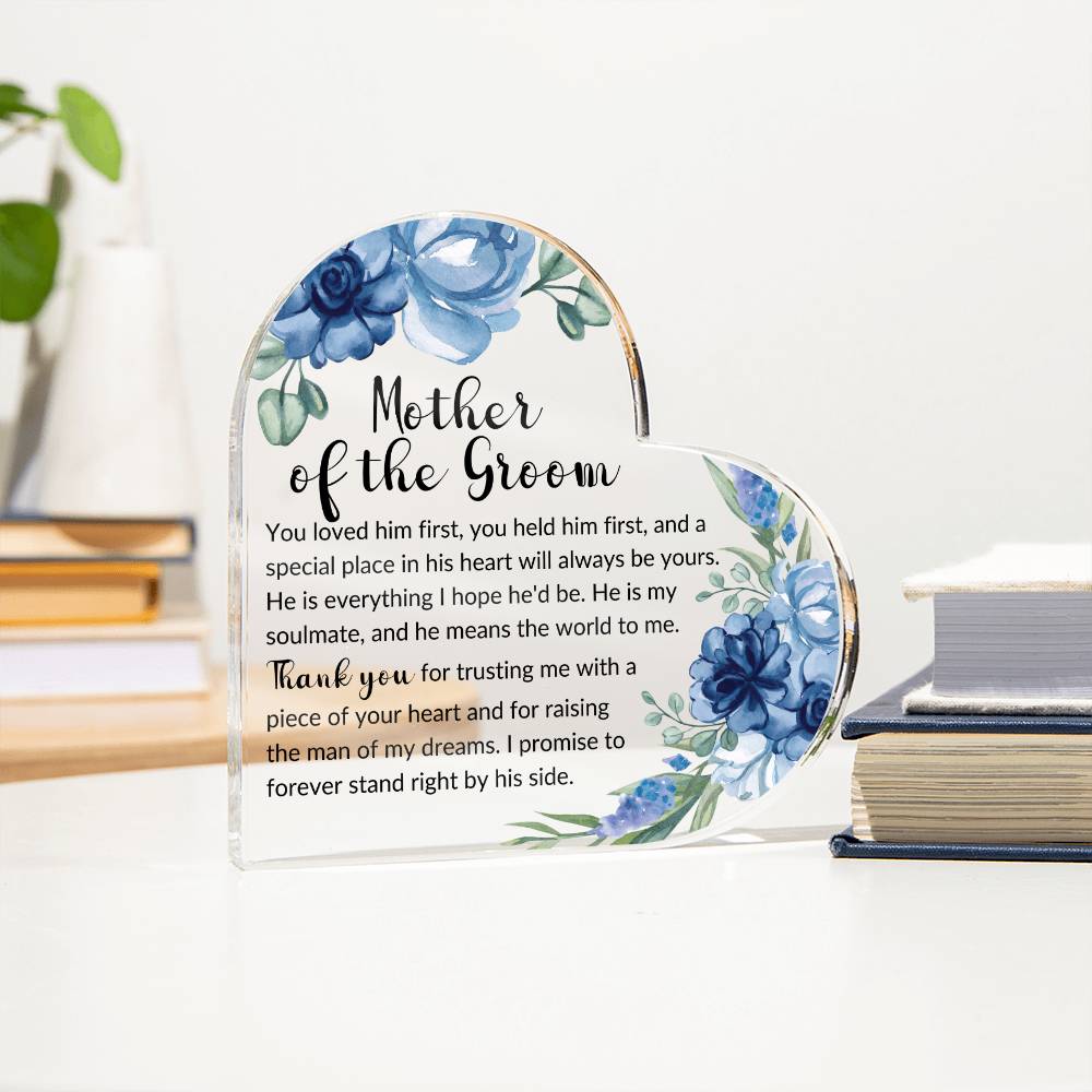 Mother of the Groom Blue Heart Acrylic Plaque