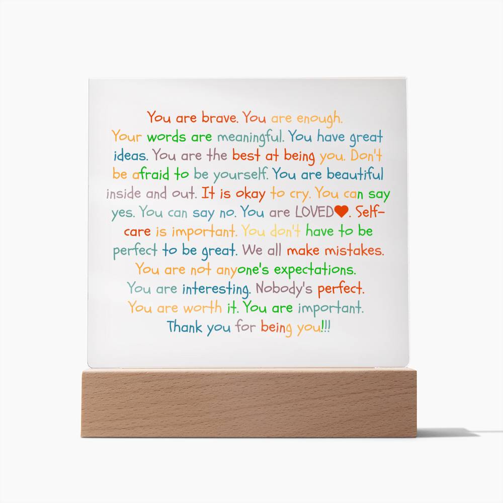 You Are Enough-Loved-Brave Inspirational Acrylic Plaque