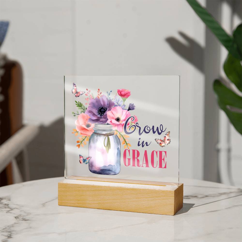 Grow In Grace Faith-Based Acrylic Plaque