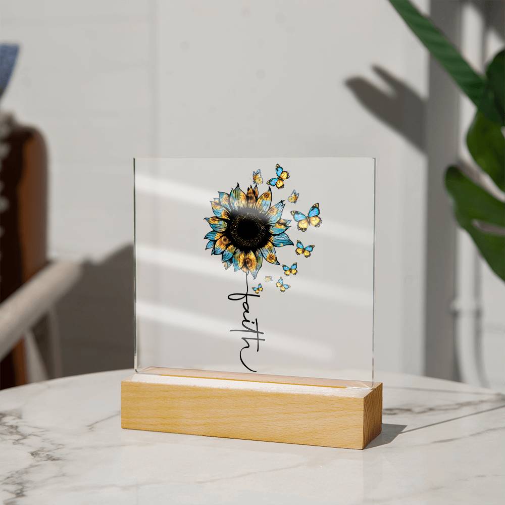 Blue Faith Sunflower Acrylic Plaque
