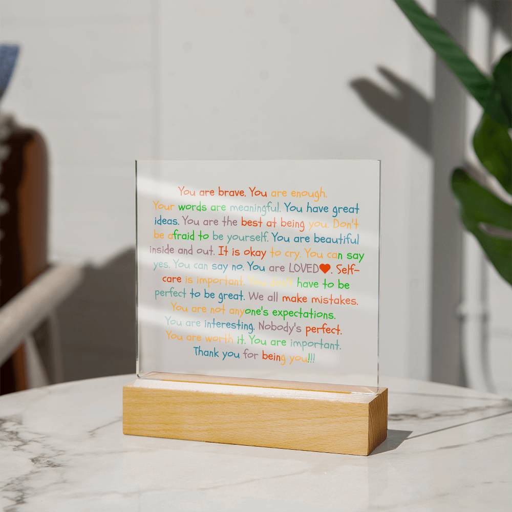 You Are Enough-Loved-Brave Inspirational Acrylic Plaque