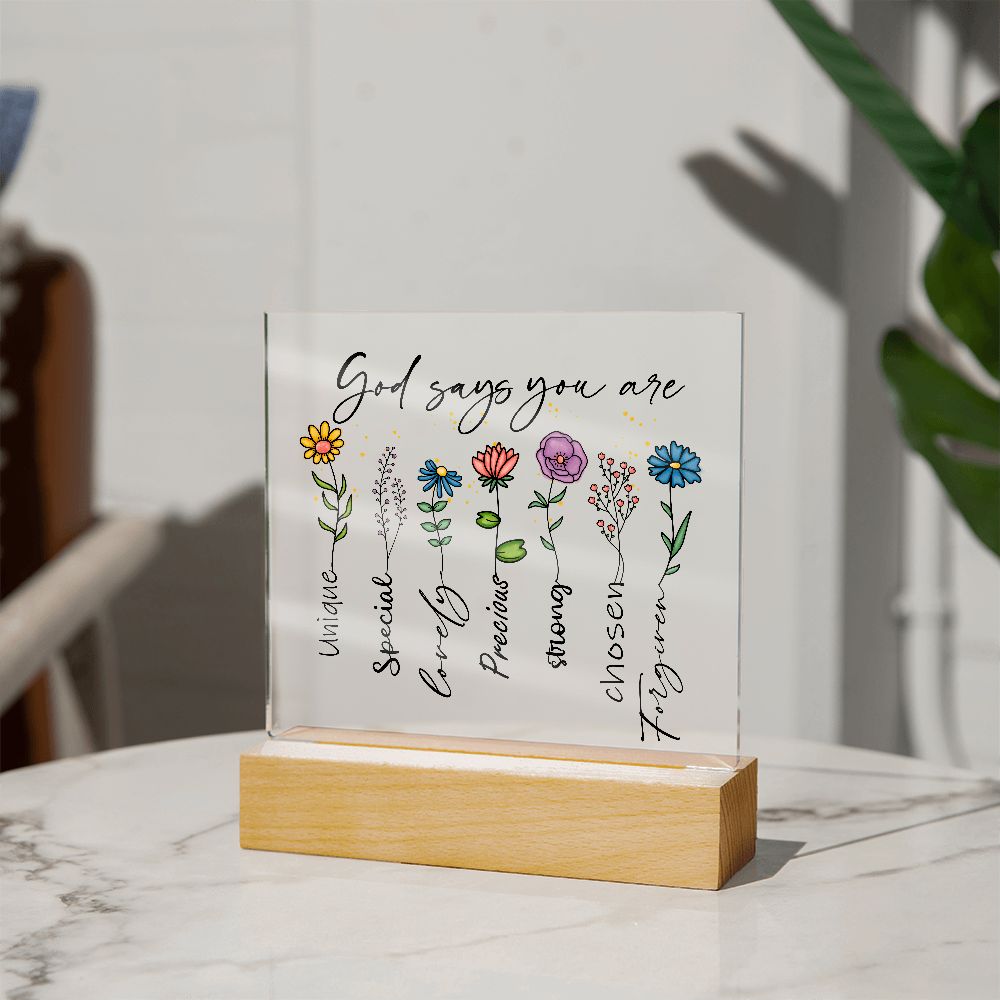 God Says You Are Flowers Affirmation Night Light