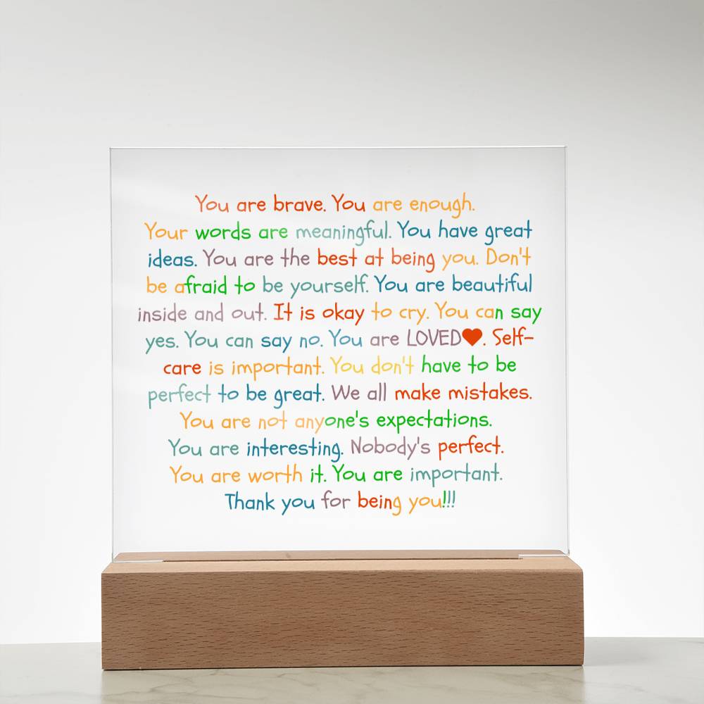 You Are Enough-Loved-Brave Inspirational Acrylic Plaque