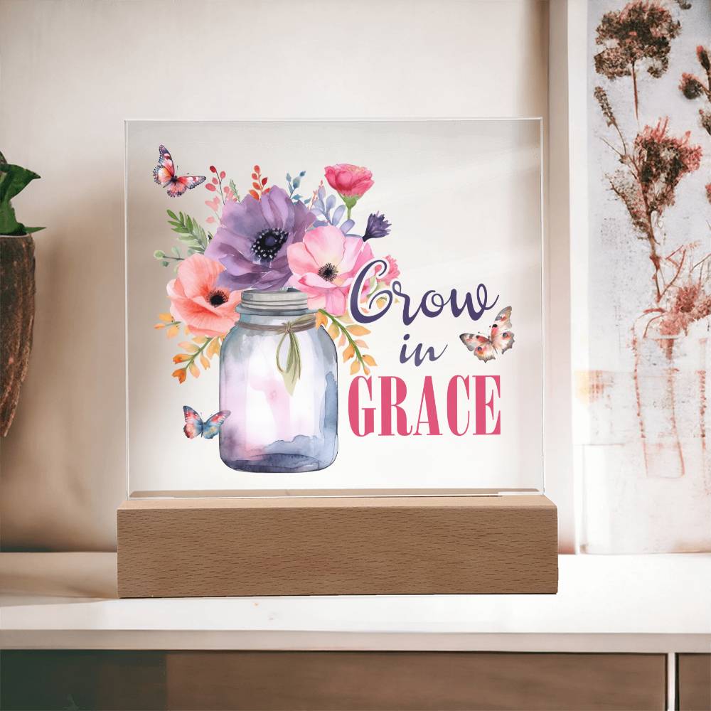 Grow In Grace Faith-Based Acrylic Plaque