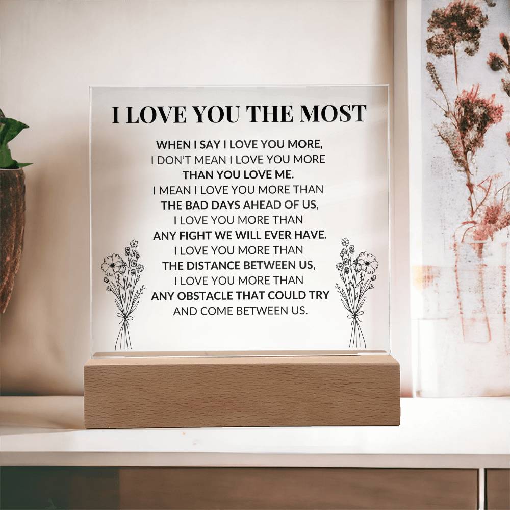 I Love You The Most Couples LED Room Décor and Night Light