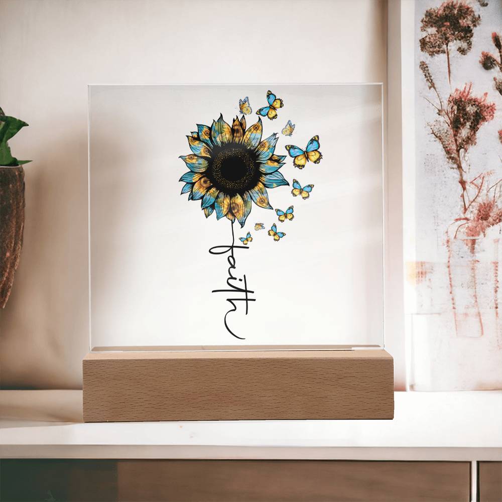Blue Faith Sunflower Acrylic Plaque