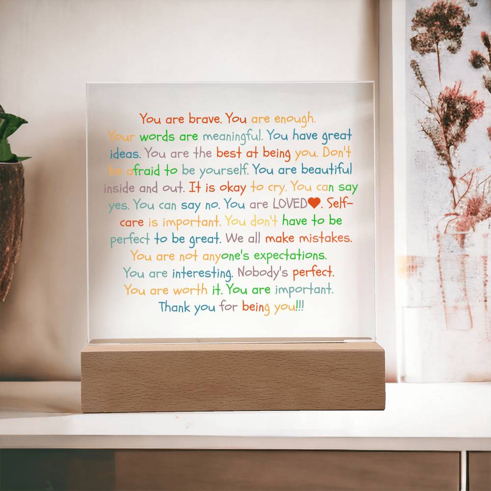 You Are Enough-Loved-Brave Inspirational Acrylic Plaque