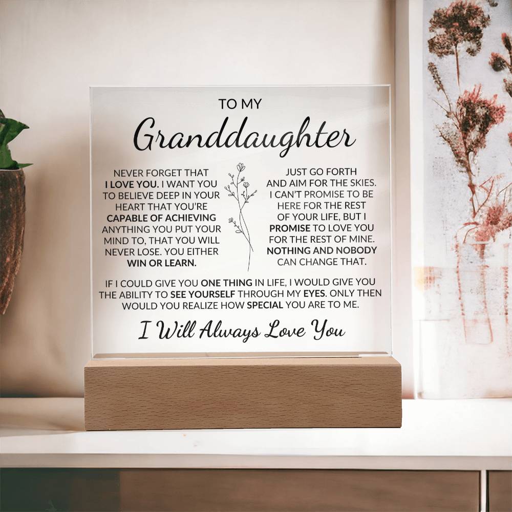 To My Granddaughter | Never Forget That I Love You LED Acrylic Night Light