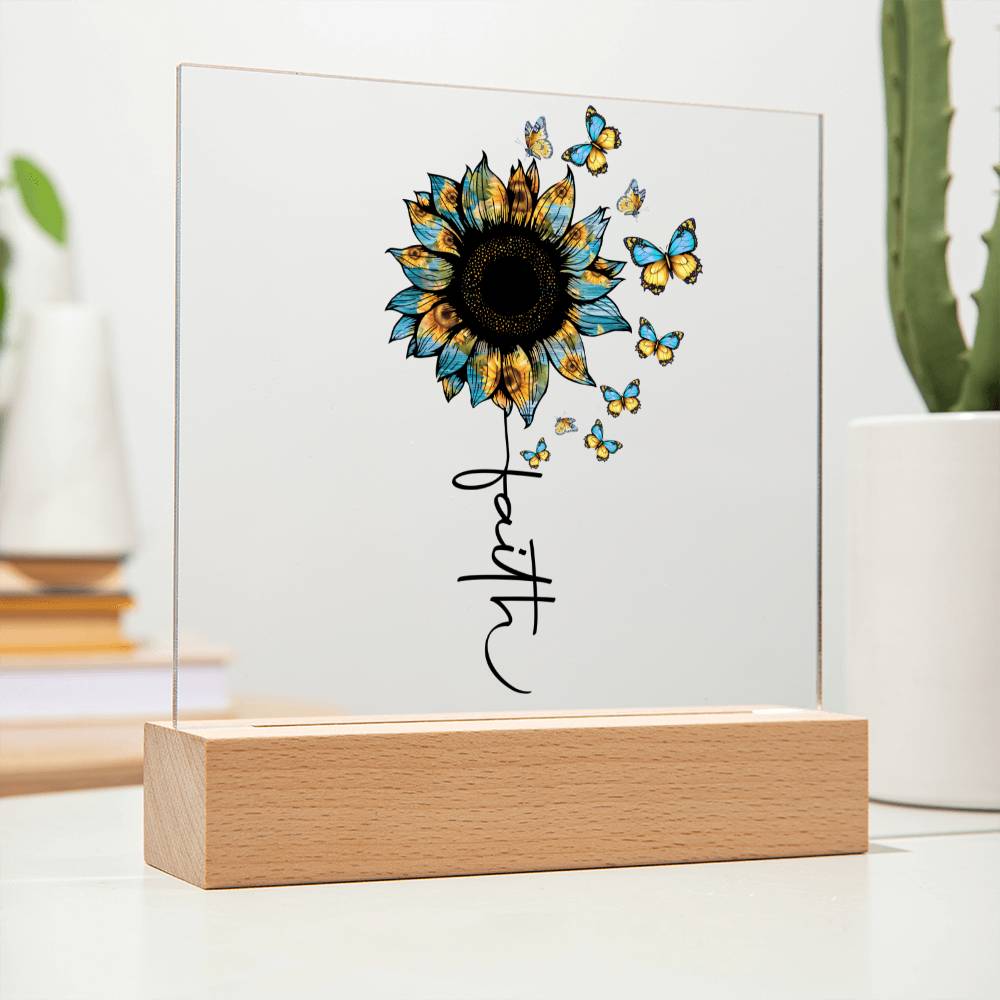 Blue Faith Sunflower Acrylic Plaque