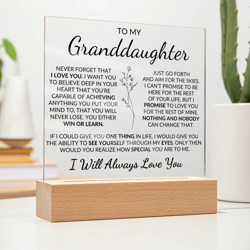 To My Granddaughter | Never Forget That I Love You LED Acrylic Night Light