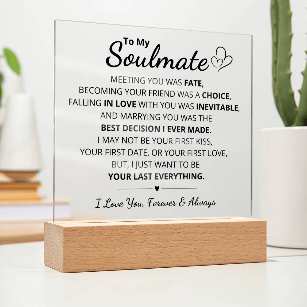 To My Soulmate Couples LED Room Décor and Night Light