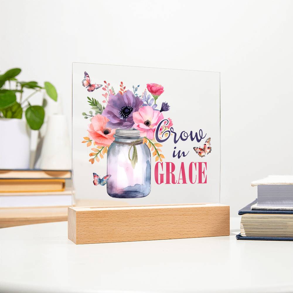 Grow In Grace Faith-Based Acrylic Plaque