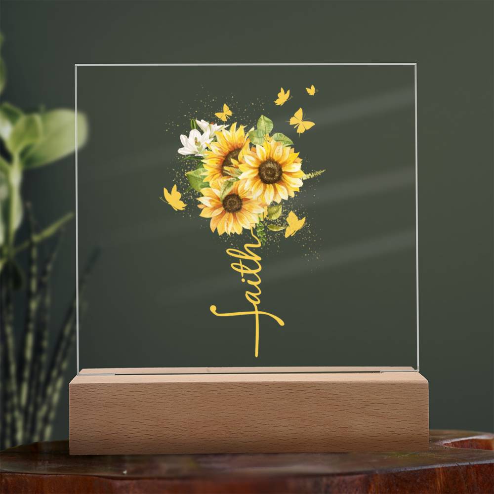 Faith Sunflower Acrylic Plaque