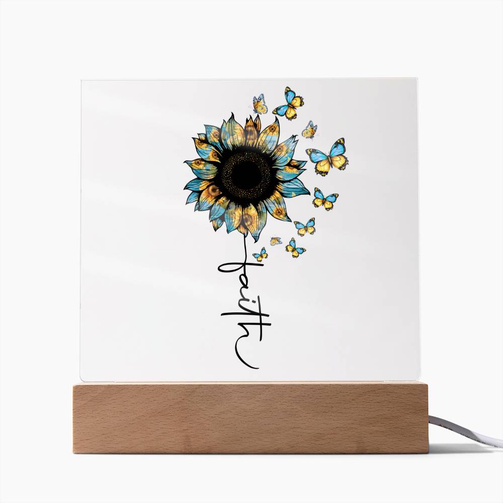 Blue Faith Sunflower Acrylic Plaque
