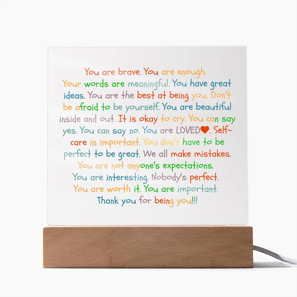 You Are Enough-Loved-Brave Inspirational Acrylic Plaque