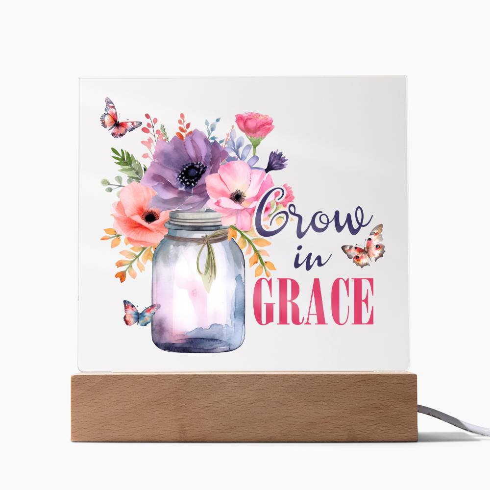Grow In Grace Faith-Based Acrylic Plaque
