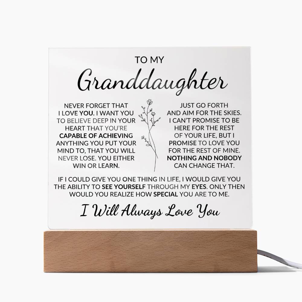 To My Granddaughter | Never Forget That I Love You LED Acrylic Night Light