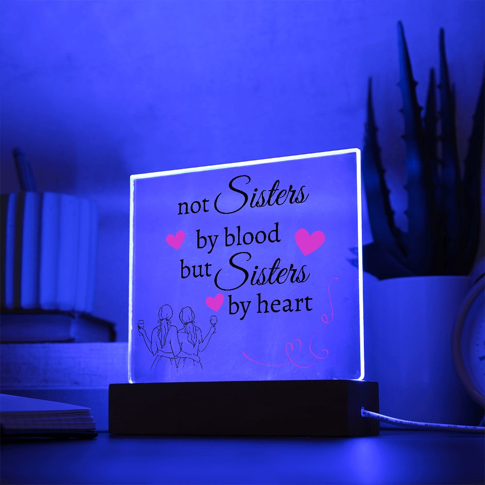 Not Sisters By Blood But Sisters By Heart Acrylic Plaque Purple