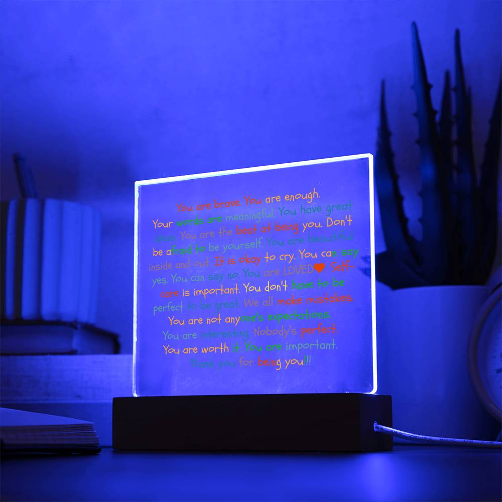 You Are Enough-Loved-Brave Inspirational Acrylic Plaque