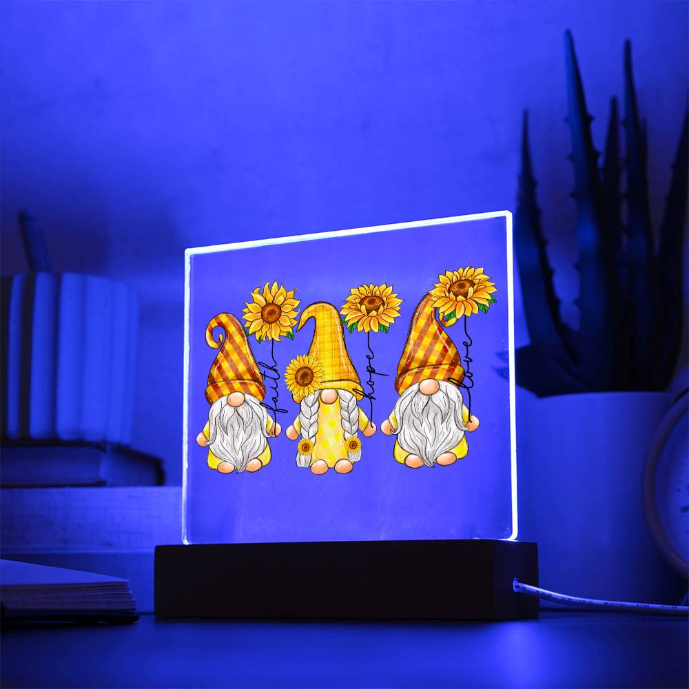 Faith Hope Love Sunflower Gnomes Acrylic Plaque
