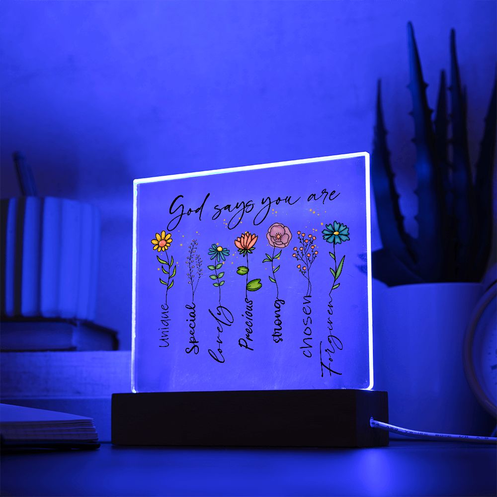 God Says You Are Flowers Affirmation Night Light