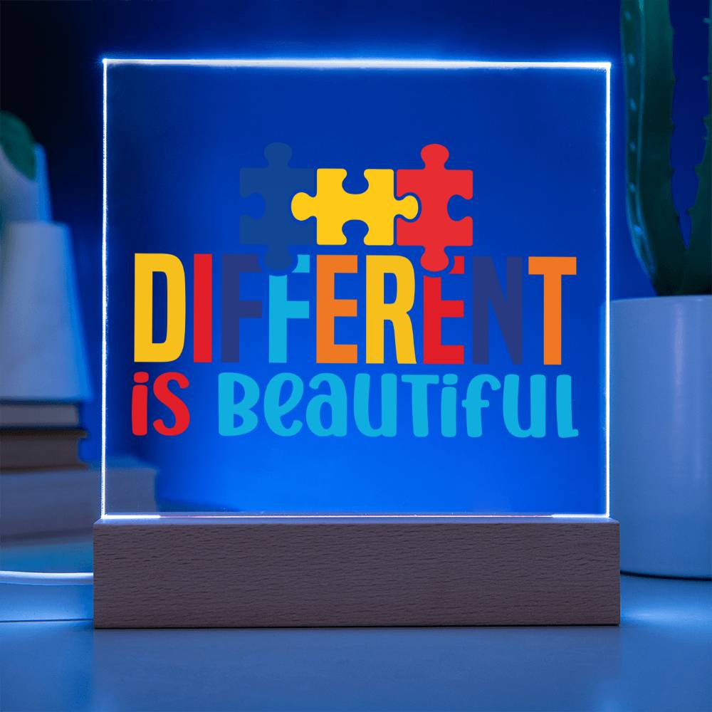 Different Is Beautiful LED Acrylic Plaque - Autism Awareness