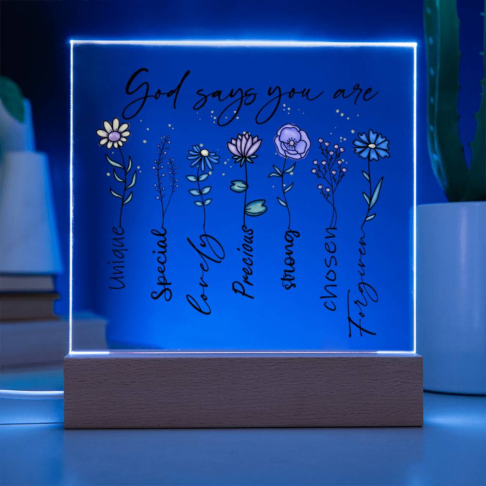 God Says You Are Flowers Affirmation Night Light