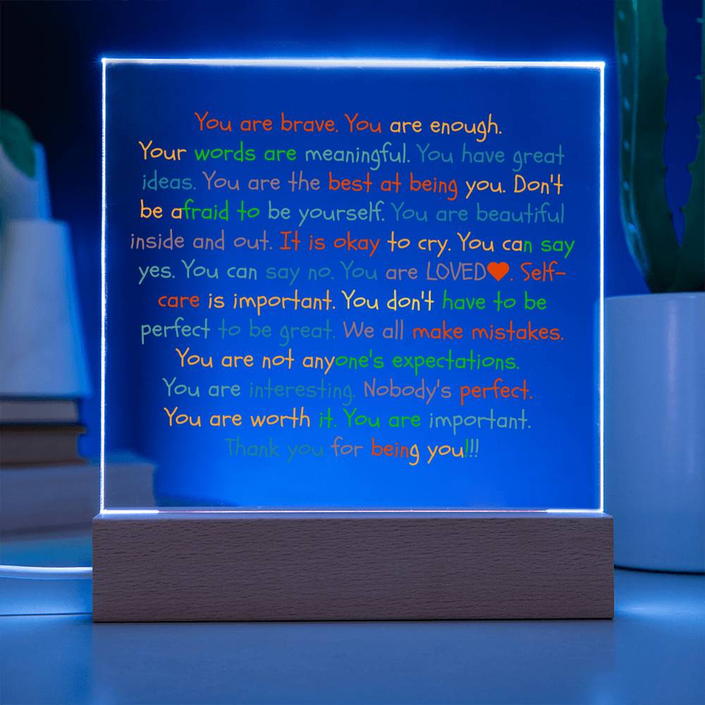 You Are Enough-Loved-Brave Inspirational Acrylic Plaque