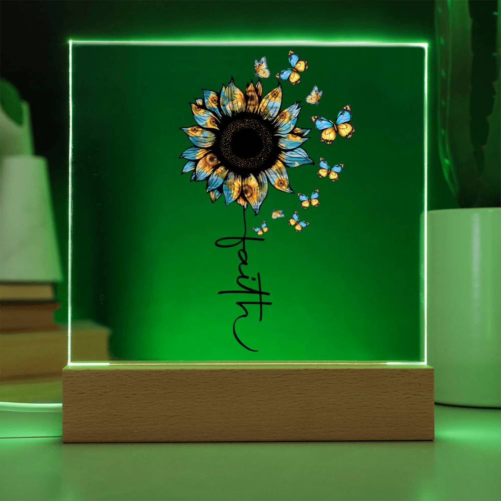 Blue Faith Sunflower Acrylic Plaque