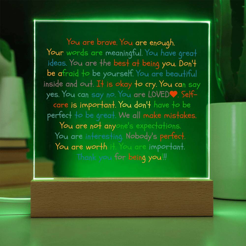You Are Enough-Loved-Brave Inspirational Acrylic Plaque