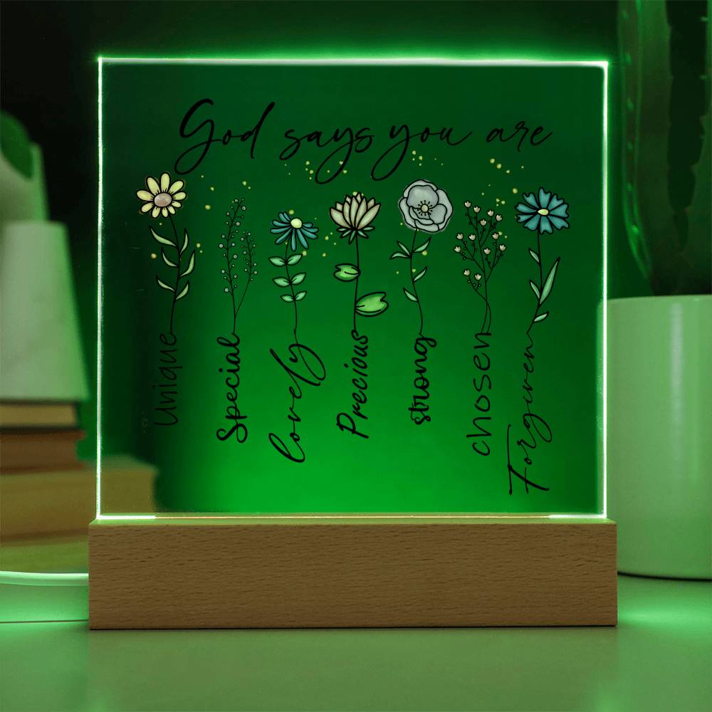 God Says You Are Flowers Affirmation Night Light