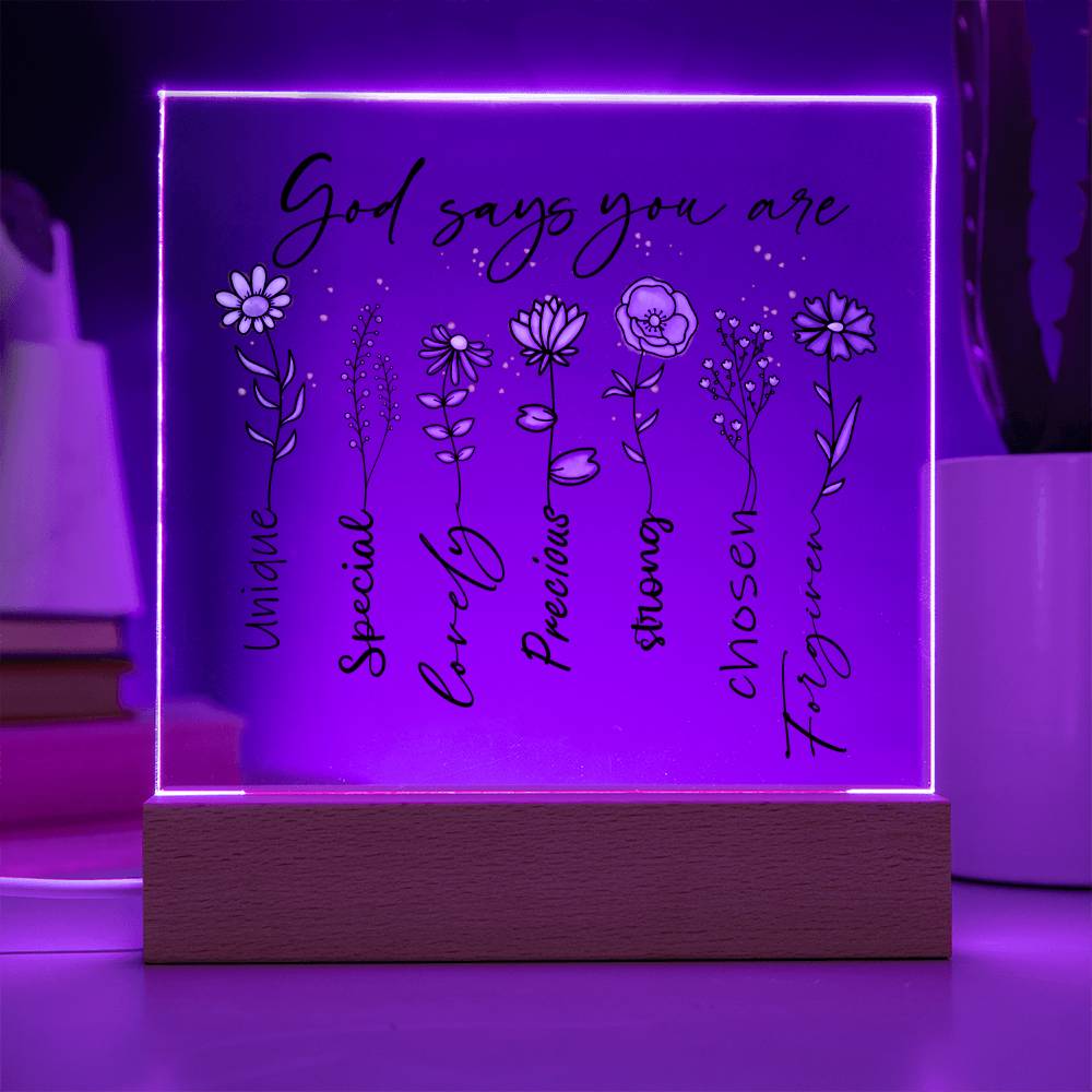 God Says You Are Flowers Affirmation Night Light